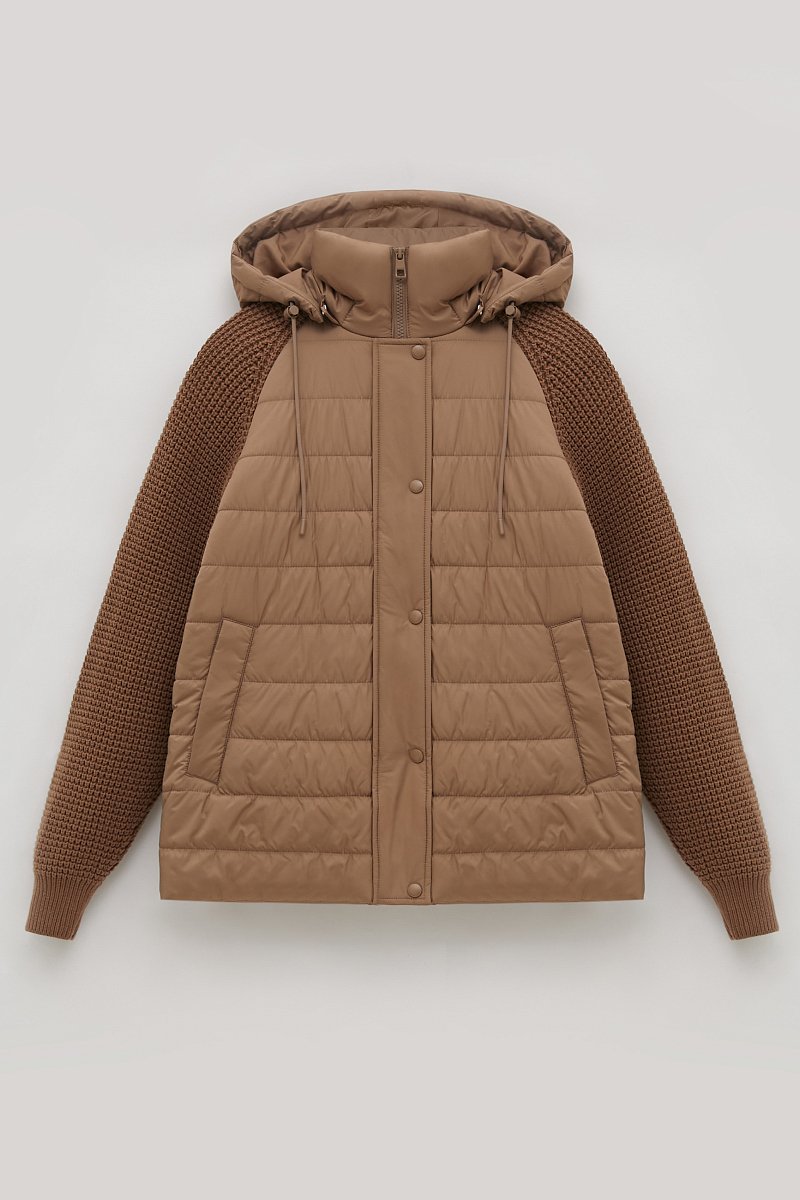 Утепленная куртка с вязаными рукавами, Модель FBE110208, Фото №8