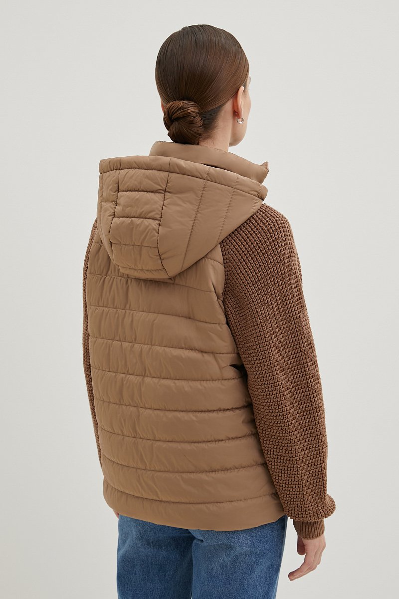 Утепленная куртка с вязаными рукавами, Модель FBE110208, Фото №5