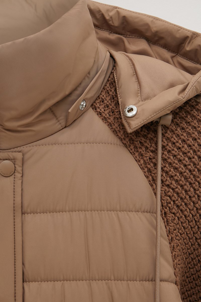 Утепленная куртка с вязаными рукавами, Модель FBE110208, Фото №7