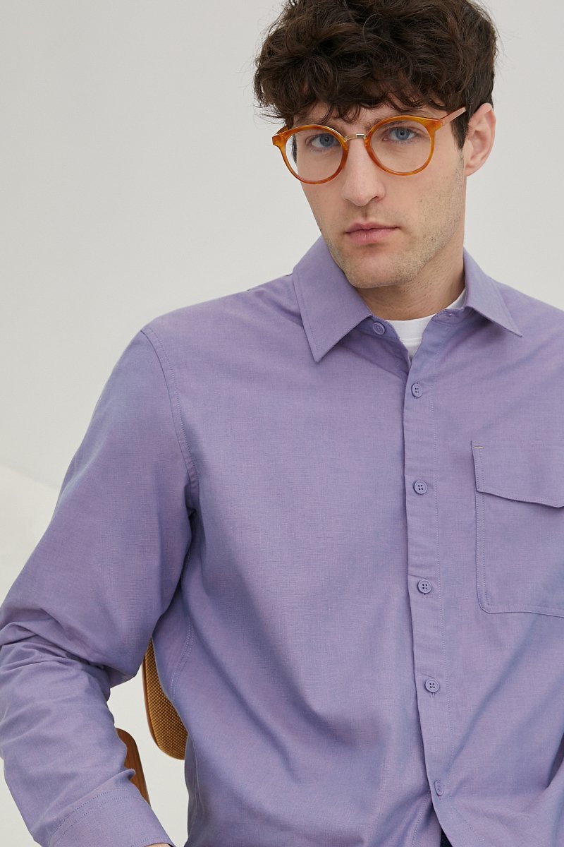 Рубашка из хлопка с карманом, Модель FBE21016, Фото №3