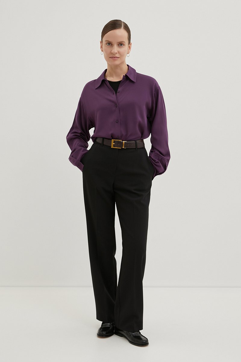 Блузка свободного силуэта с отложным воротником, Модель FBE11039, Фото №2