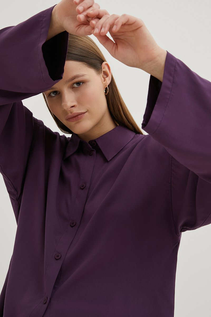 Блузка свободного силуэта со спущенным рукавом, Модель FBE11041, Фото №3