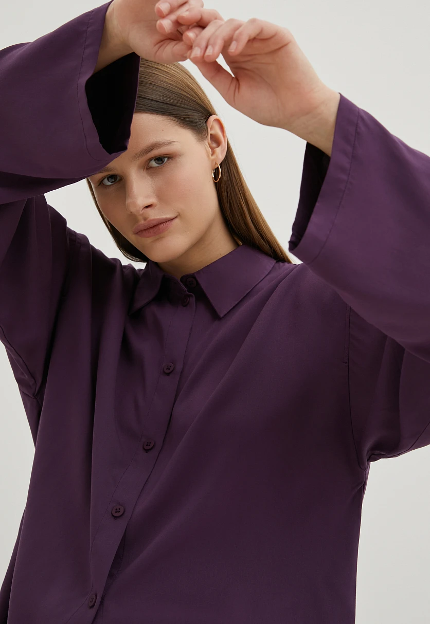 Блузка свободного силуэта со спущенным рукавом, Модель FBE11041, Фото №3