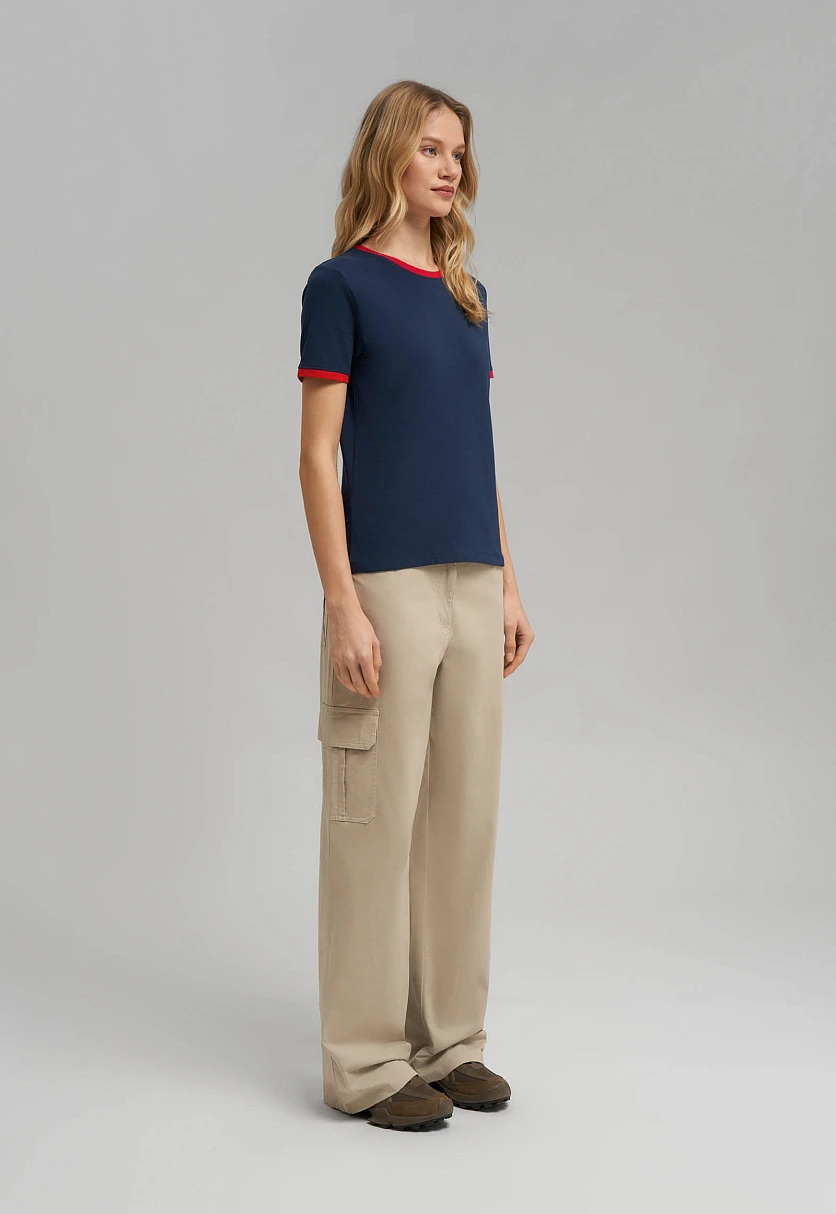 Футболка облегающего кроя из хлопкового джерси, Модель FBF110134, Фото №2