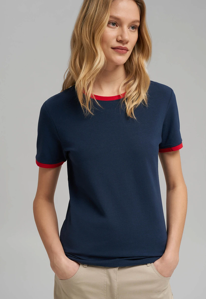 Футболка облегающего кроя из хлопкового джерси, Модель FBF110134, Фото №5