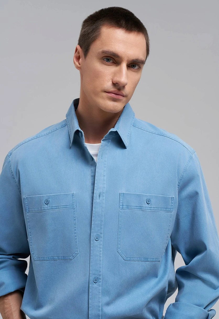 Рубашка с нагрудными карманами, Модель FBF21009, Фото №5