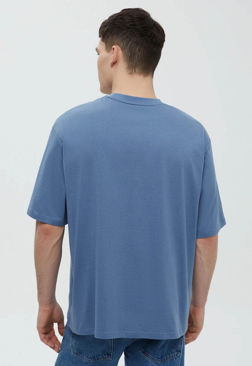 Футболка из хлопка с принтом Темно-голубой FBF21075Купить в интернет-магазине FINN FLARE, предосмотр фото №5 Футболка из хлопка с принтом, Модель FBF21075, Фото №5