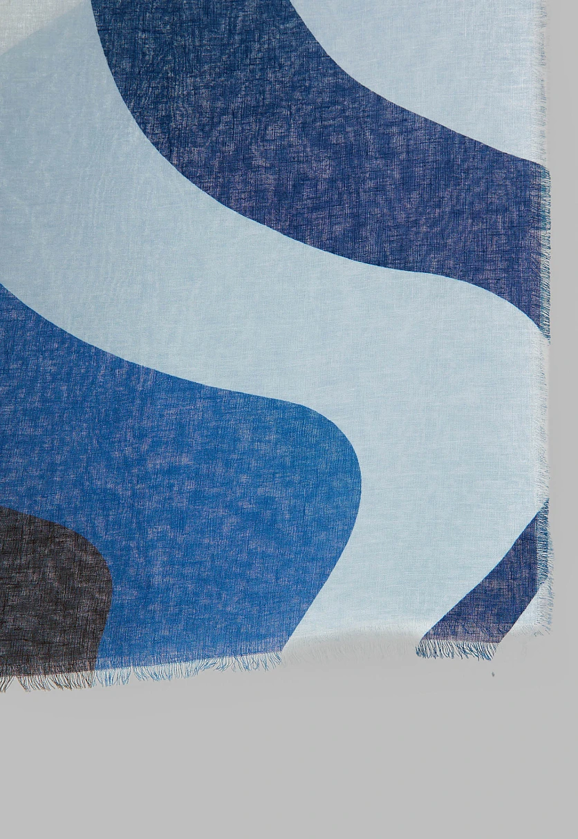 Палантин изо льна и хлопка с принтом, Модель FBF11411, Фото №5