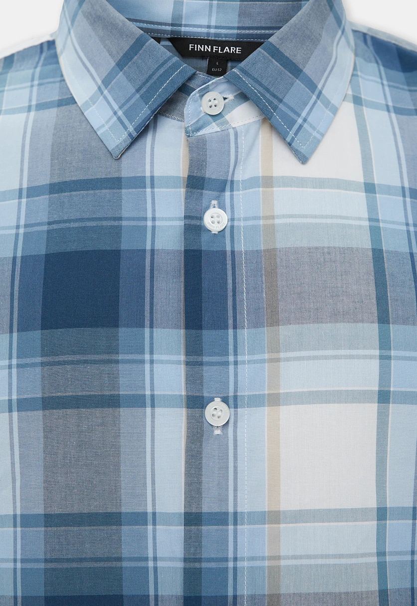 Рубашка из хлопка в клетку 110 MC delta blue FBF21035Купить в интернет-магазине FINN FLARE, предосмотр фото №7 Рубашка из хлопка в клетку, Модель FBF21035, Фото №7