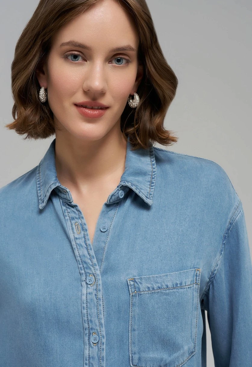 Джинсовая рубашка свободного кроя, Модель FBF15023, Фото №5