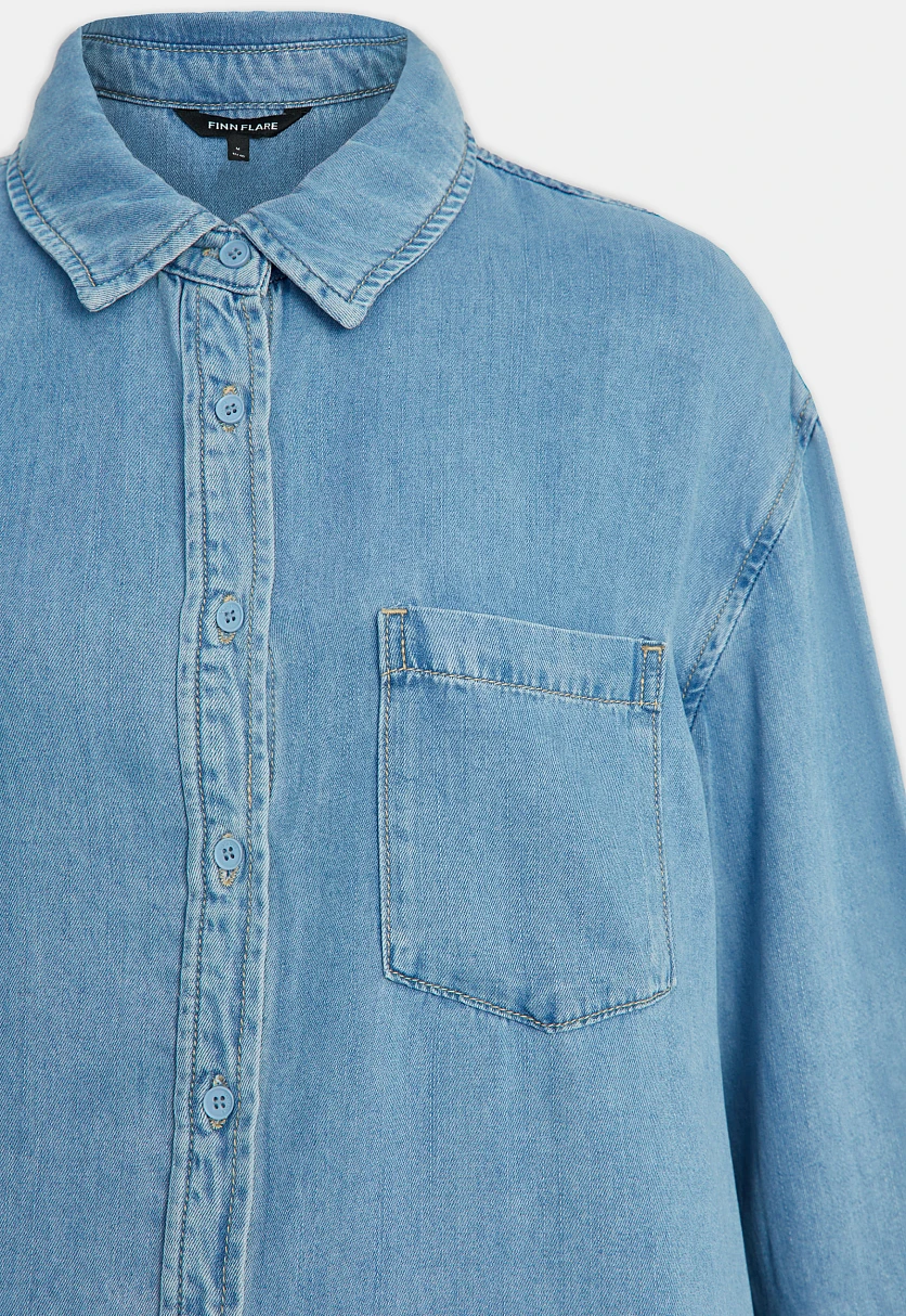 Джинсовая рубашка свободного кроя, Модель FBF15023, Фото №6