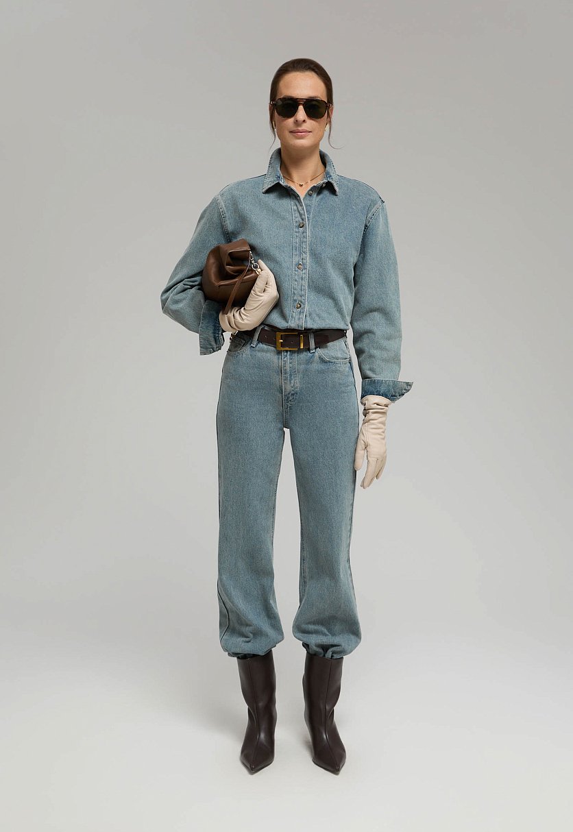 Джинсовая рубашка свободного силуэта Джинсовая рубашка свободного силуэта