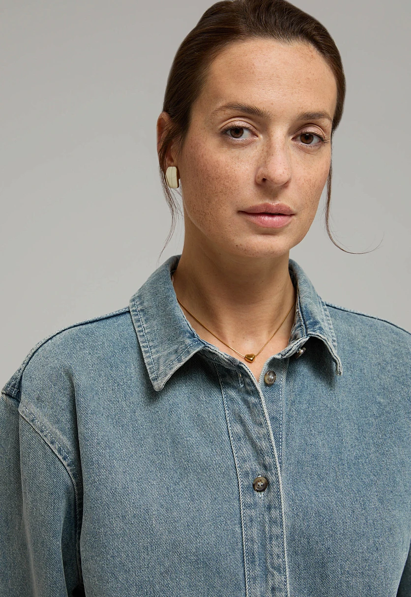 Джинсовая рубашка свободного силуэта, Модель FBF15005, Фото №5