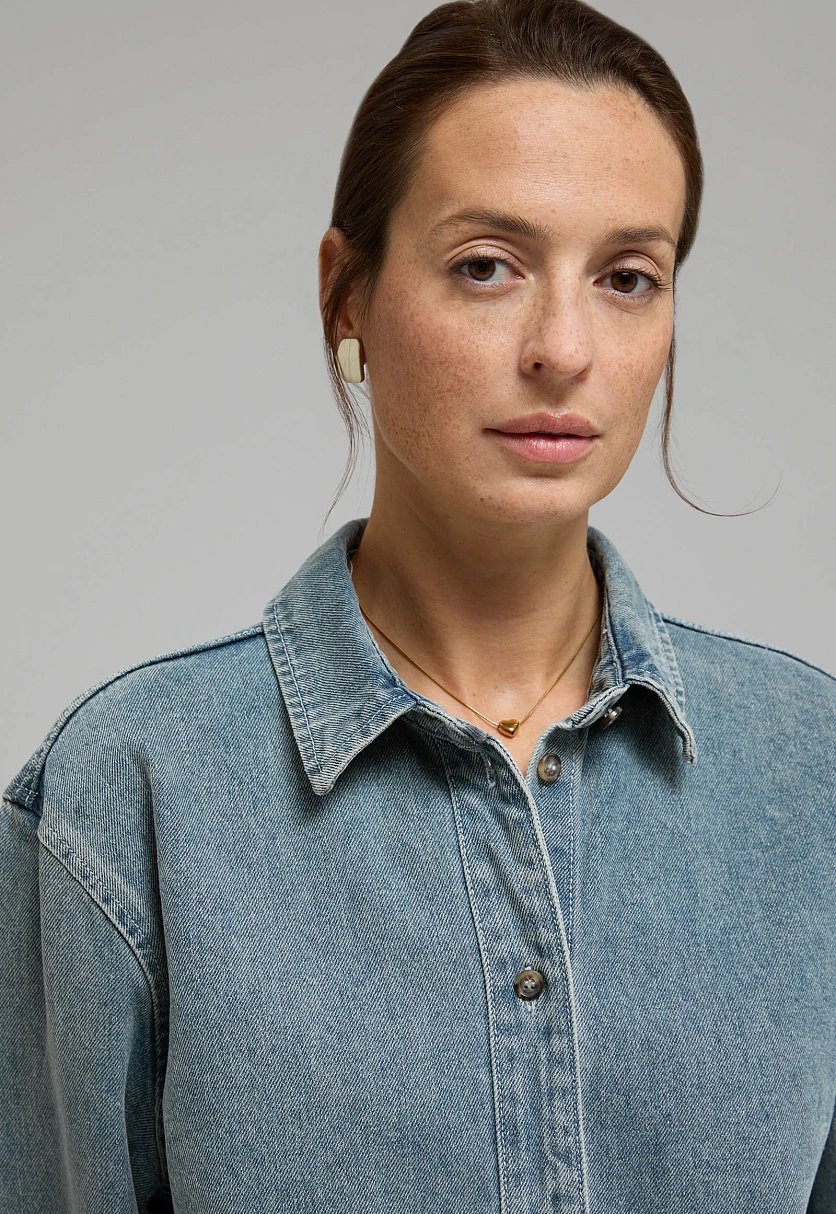 Джинсовая рубашка свободного силуэта, Модель FBF15005, Фото №5