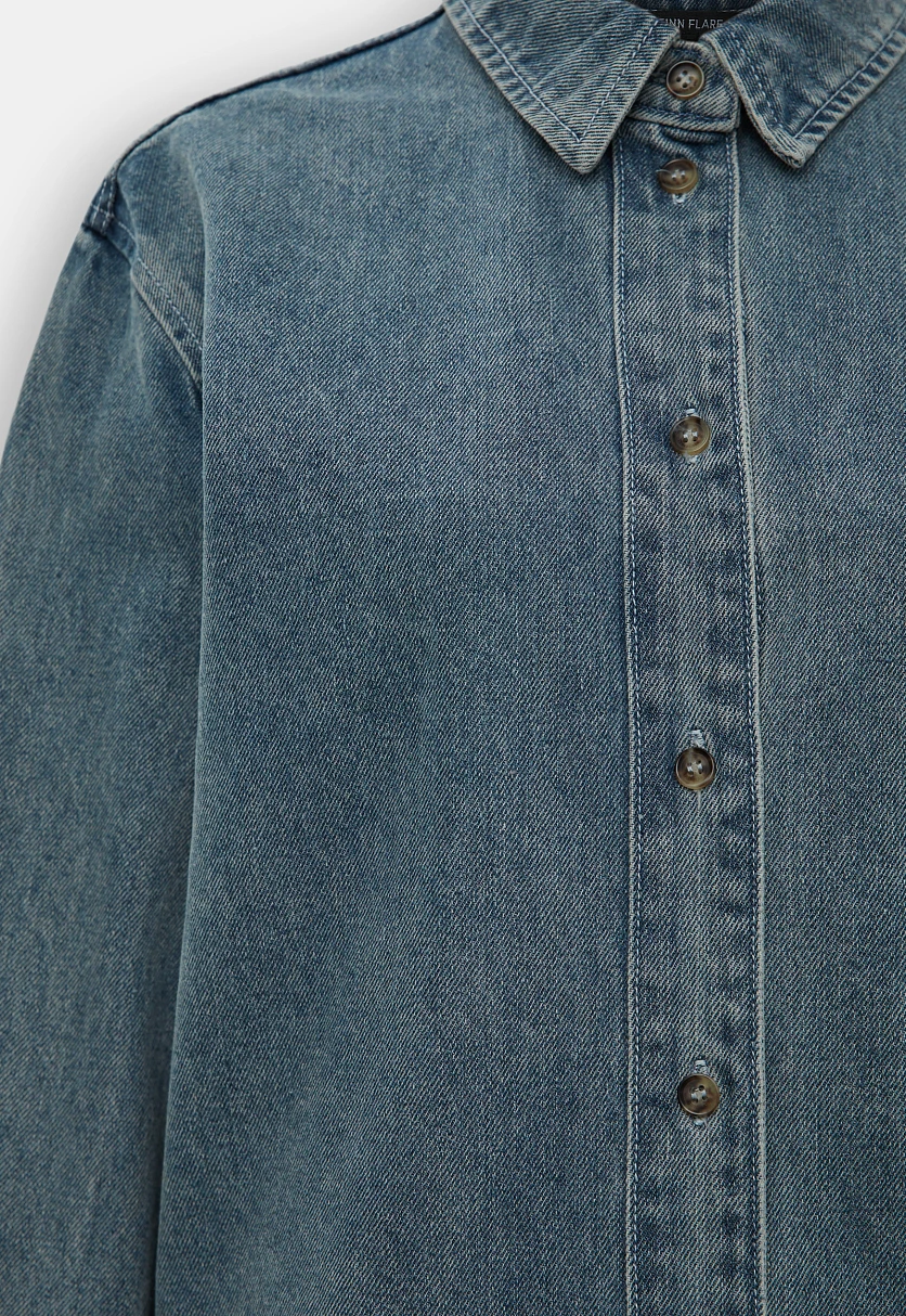 Джинсовая рубашка свободного силуэта, Модель FBF15005, Фото №6