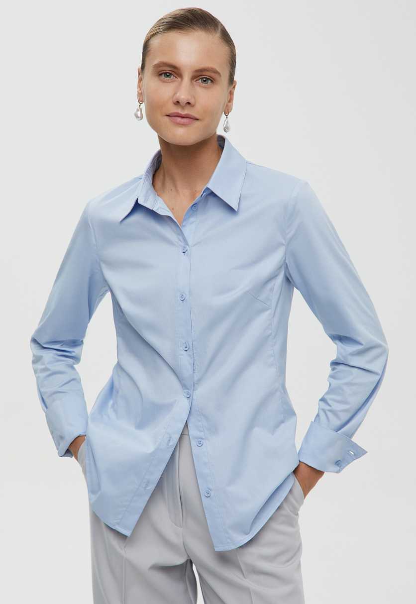 Рубашка из хлопка полуприлегающего силуэта Рубашка из хлопка полуприлегающего силуэта
