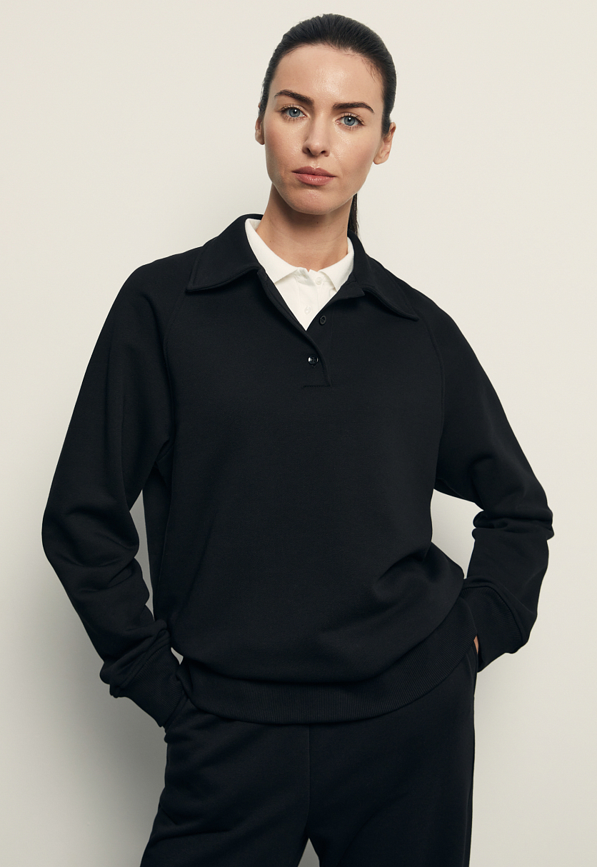 Толстовка из хлопка с отложным воротником