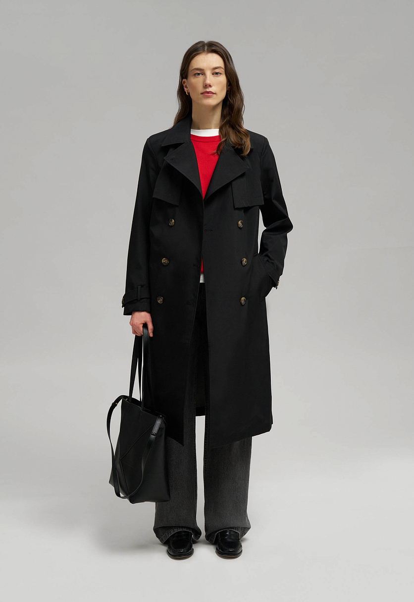Двубортный тренч с поясом