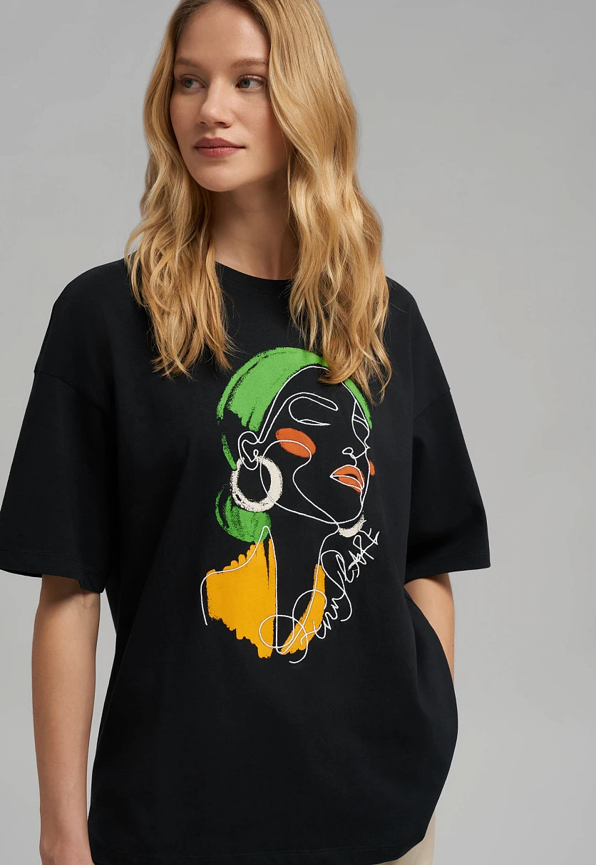 Футболка объемного кроя из хлопкового джерси, Модель FBF11076, Фото №5