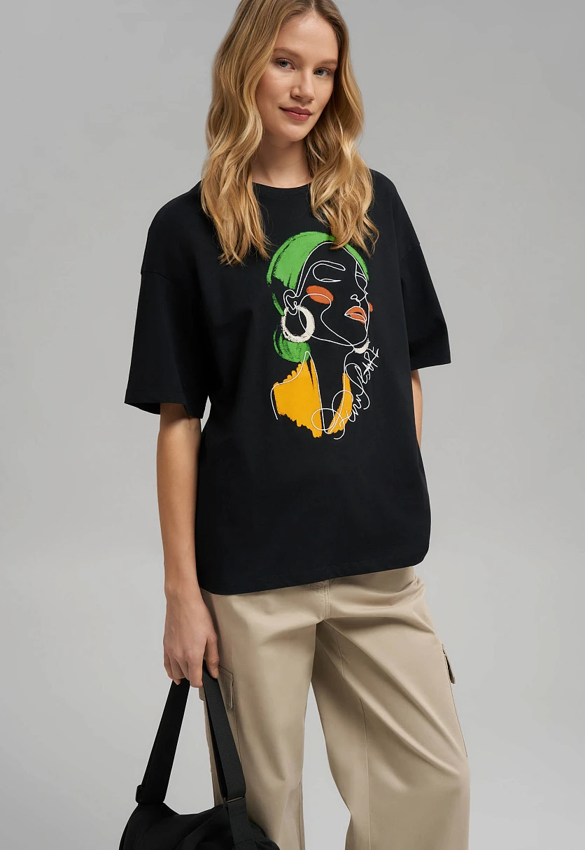 Футболка объемного кроя из хлопкового джерси, Модель FBF11076, Фото №6