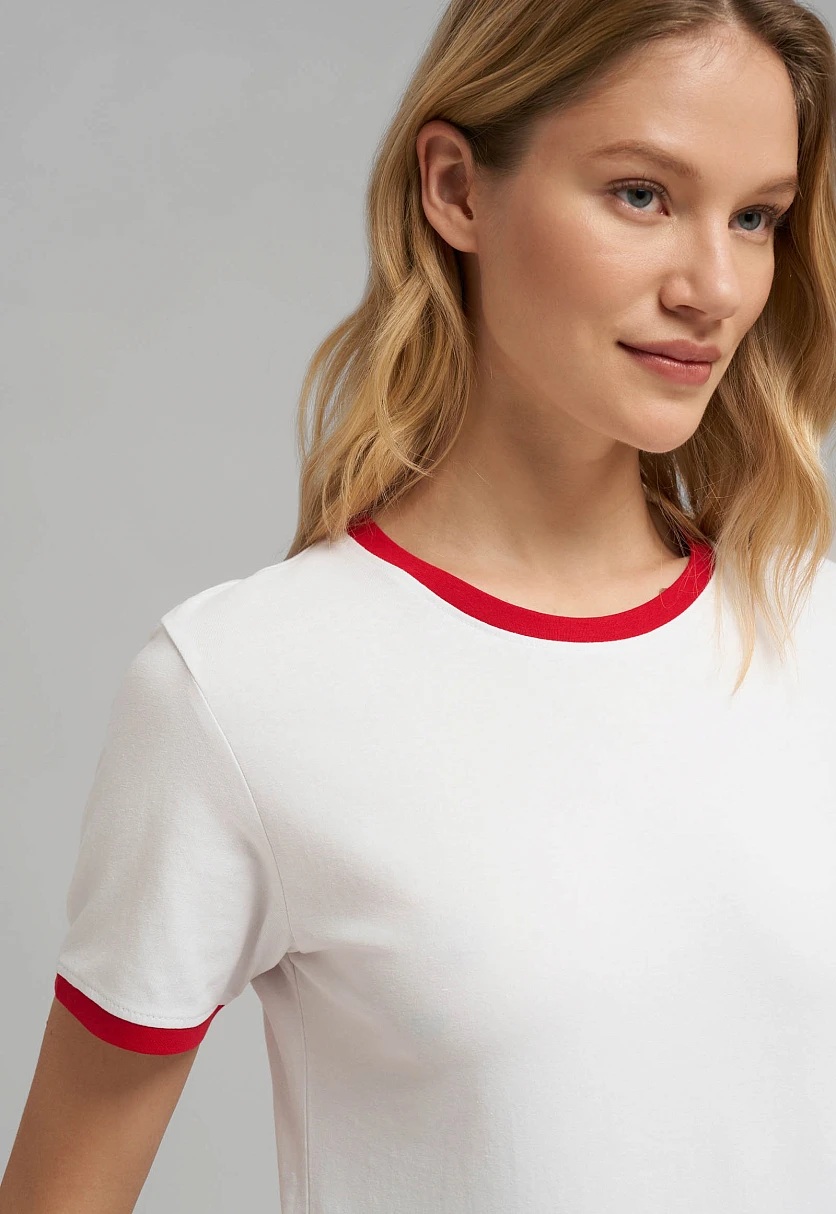 Футболка облегающего кроя из хлопкового джерси, Модель FBF110134, Фото №4