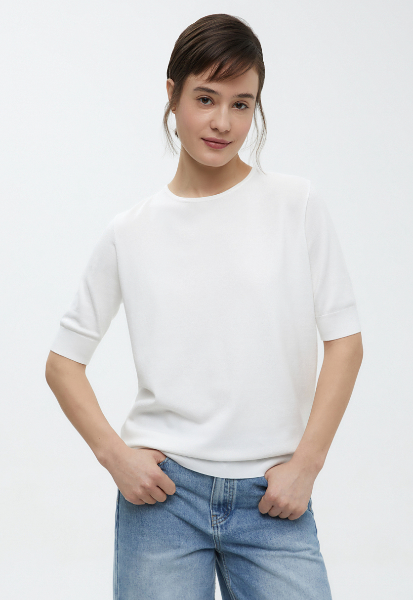 Джемпер с коротким рукавом и округлой горловиной Джемпер с коротким рукавом и округлой горловиной