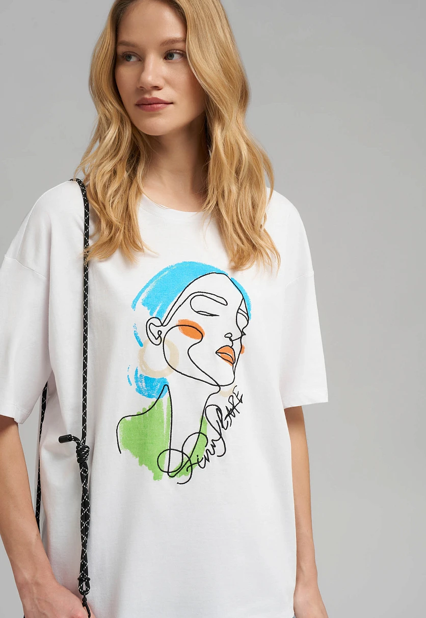 Футболка объемного кроя из хлопкового джерси, Модель FBF11076, Фото №5