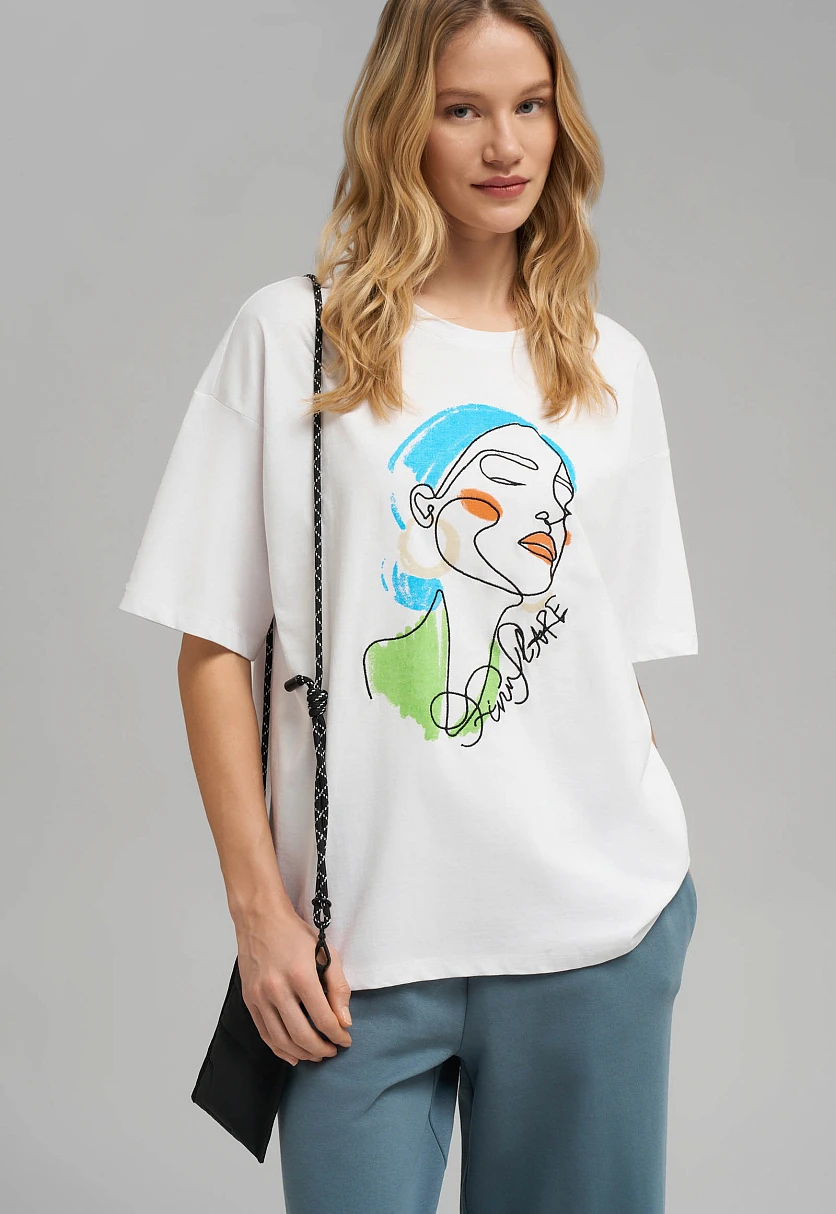 Футболка объемного кроя из хлопкового джерси, Модель FBF11076, Фото №6