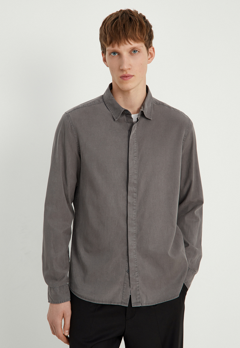 Рубашка из тенселя полуприлегающего силуэта Рубашка из тенселя полуприлегающего силуэта