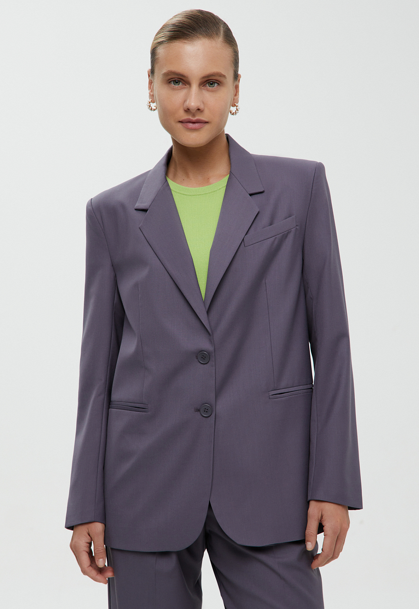 Жакет с отложным воротником свободного силуэта