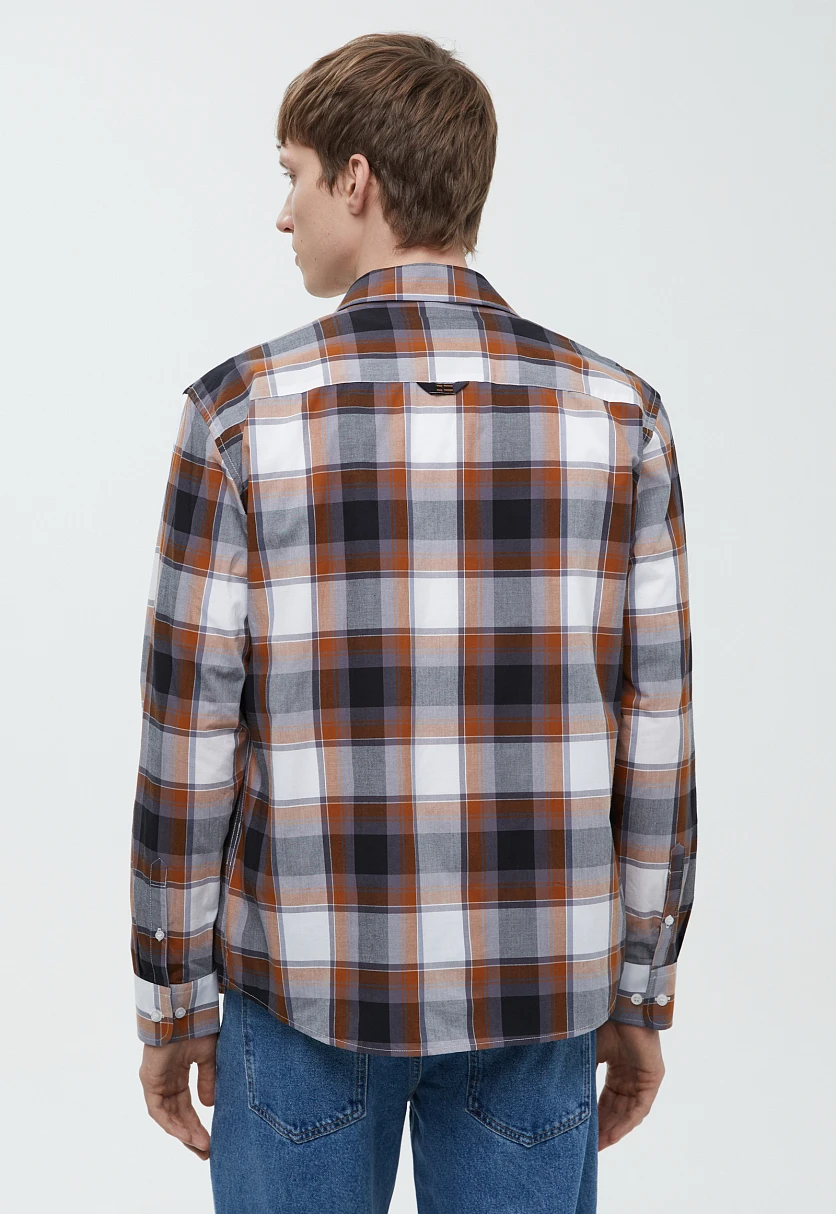 Рубашка из хлопка в клетку Темно-серый FBF21035Купить в интернет-магазине FINN FLARE, предосмотр фото №5 Рубашка из хлопка в клетку, Модель FBF21035, Фото №5