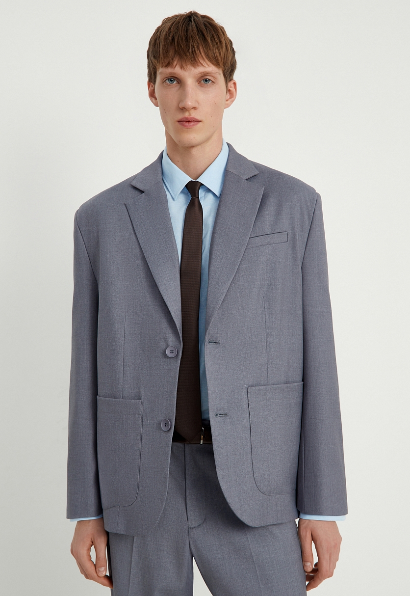 Однобортный пиджак прямого кроя Однобортный пиджак прямого кроя