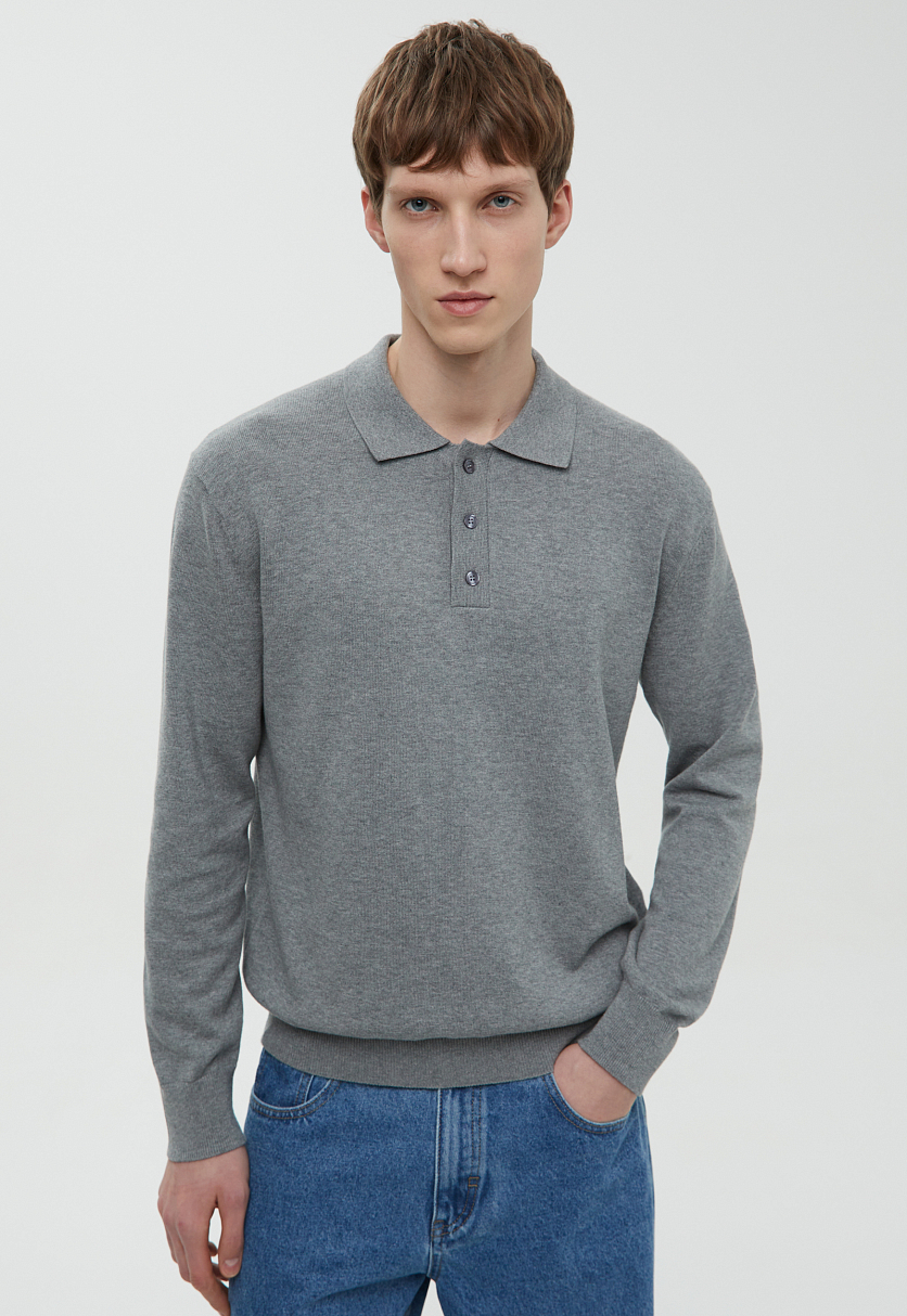 Поло с длинным рукавом из хлопка Поло с длинным рукавом из хлопка
