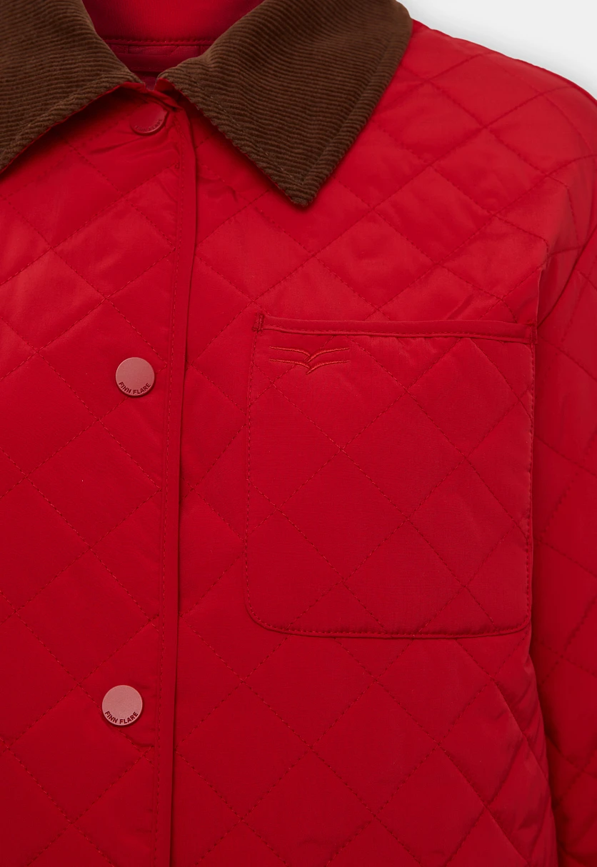 Утепленная куртка с вельветовым воротником, Модель FBF110119, Фото №6