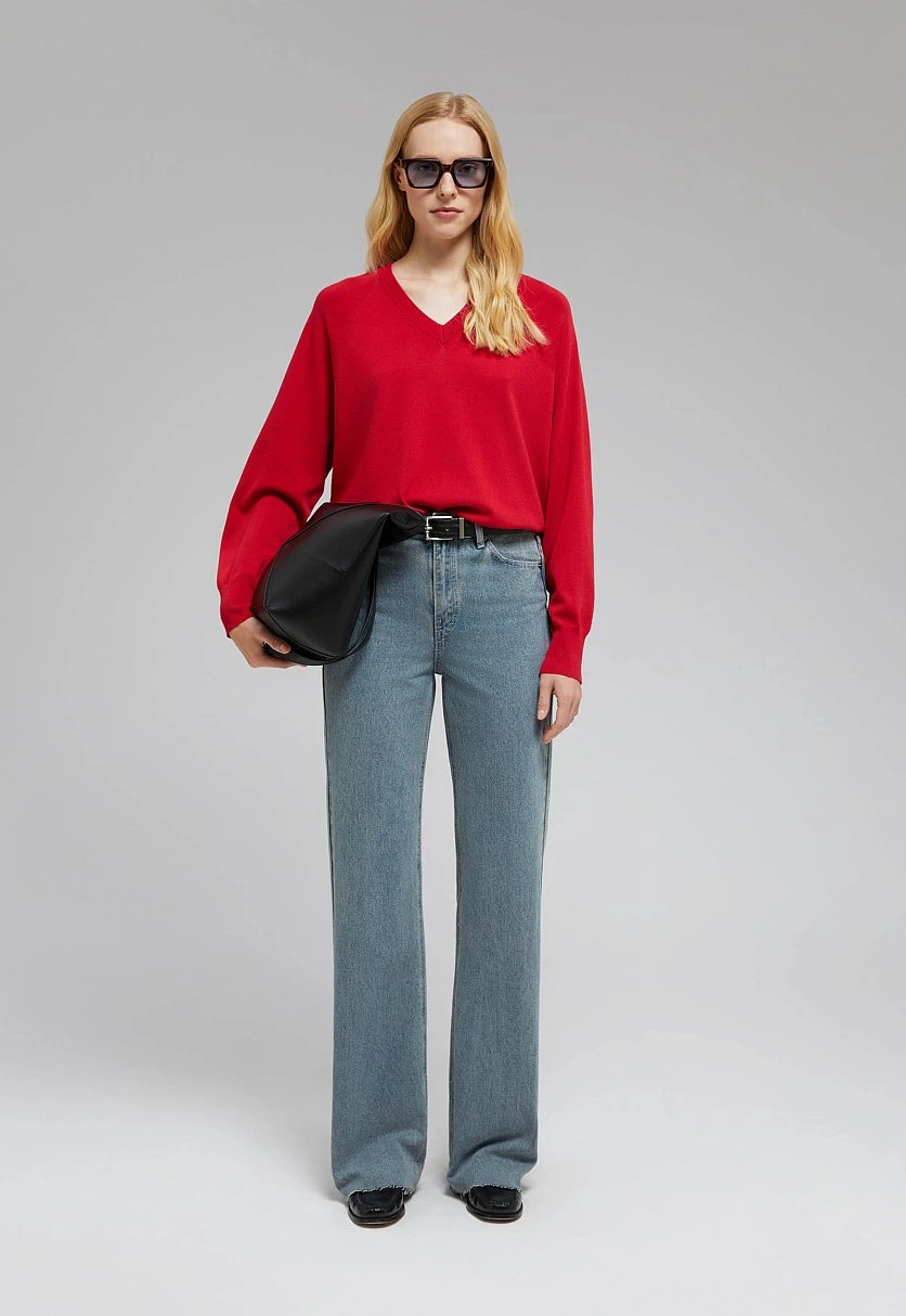 Джемпер с V-образным вырезом, Модель FBF11107, Фото №1