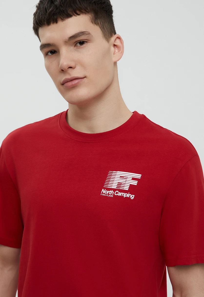 Футболка из хлопка с принтом Красный FBF21073Купить в интернет-магазине FINN FLARE, предосмотр фото №6 Футболка из хлопка с принтом, Модель FBF21073, Фото №6