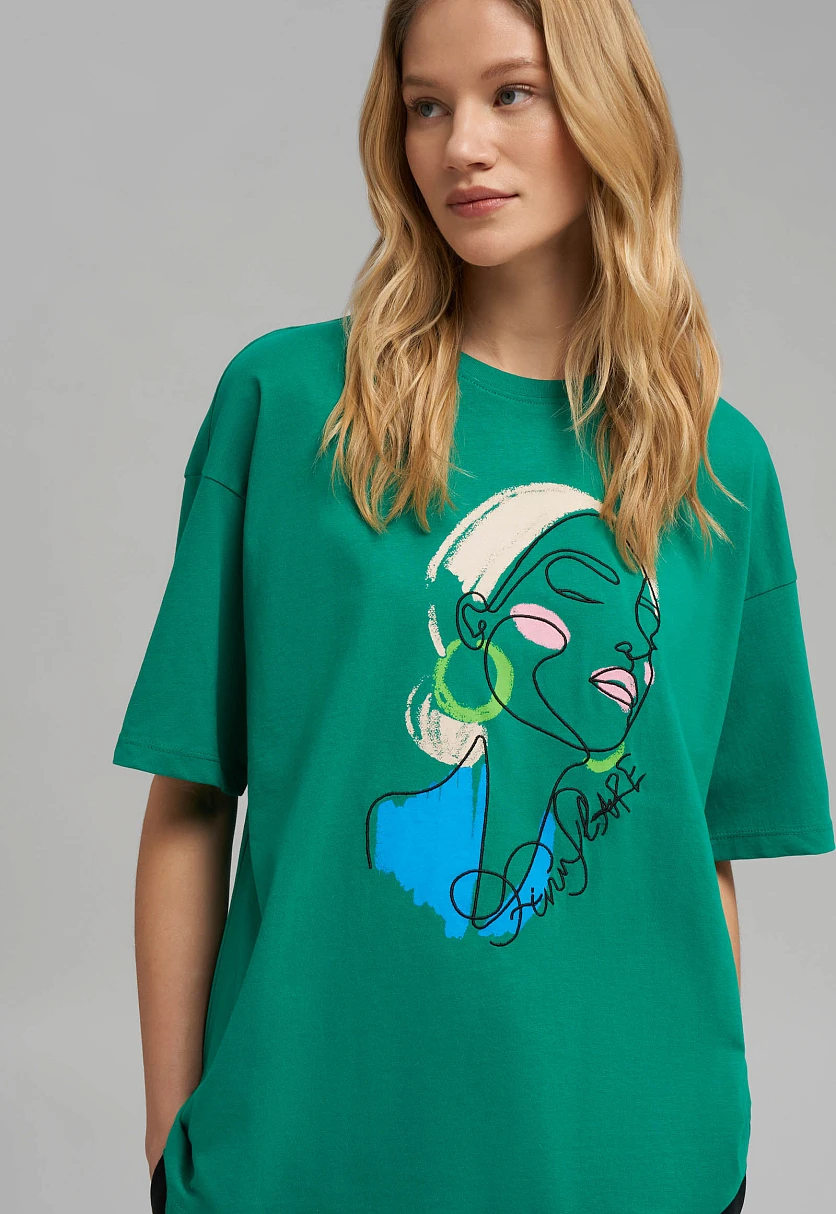 Футболка объемного кроя из хлопкового джерси, Модель FBF11076, Фото №5