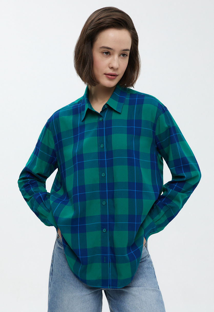 Блузка в клетку свободного кроя