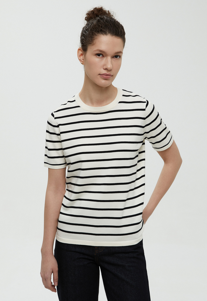 Джемпер в полоску с коротким рукавом Джемпер в полоску с коротким рукавом