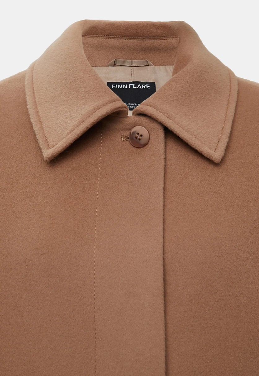 Однобортное пальто из шерсти и шелка, Модель FBF11033, Фото №7