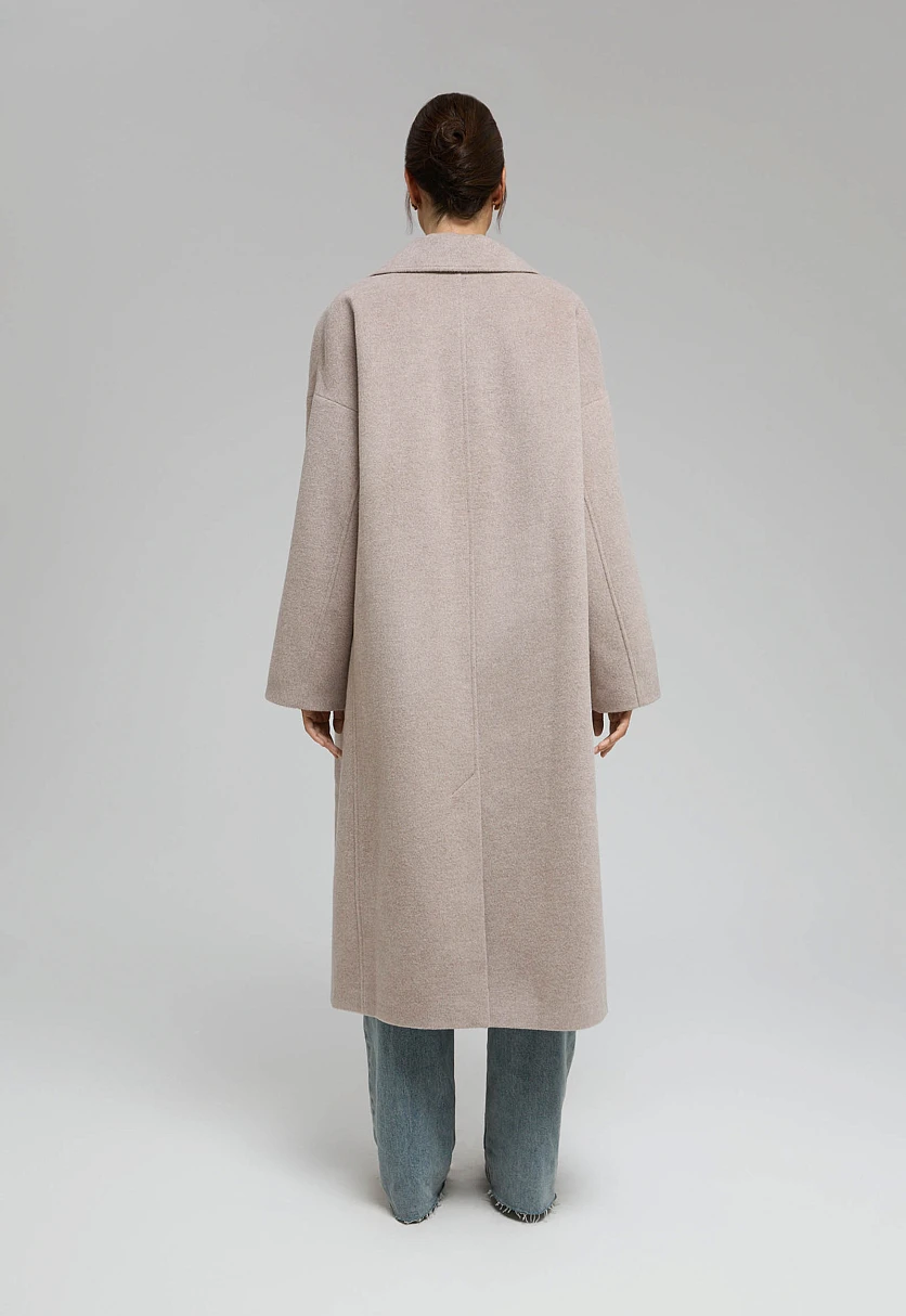 Однобортное пальто из шерсти и шелка, Модель FBF11033, Фото №3