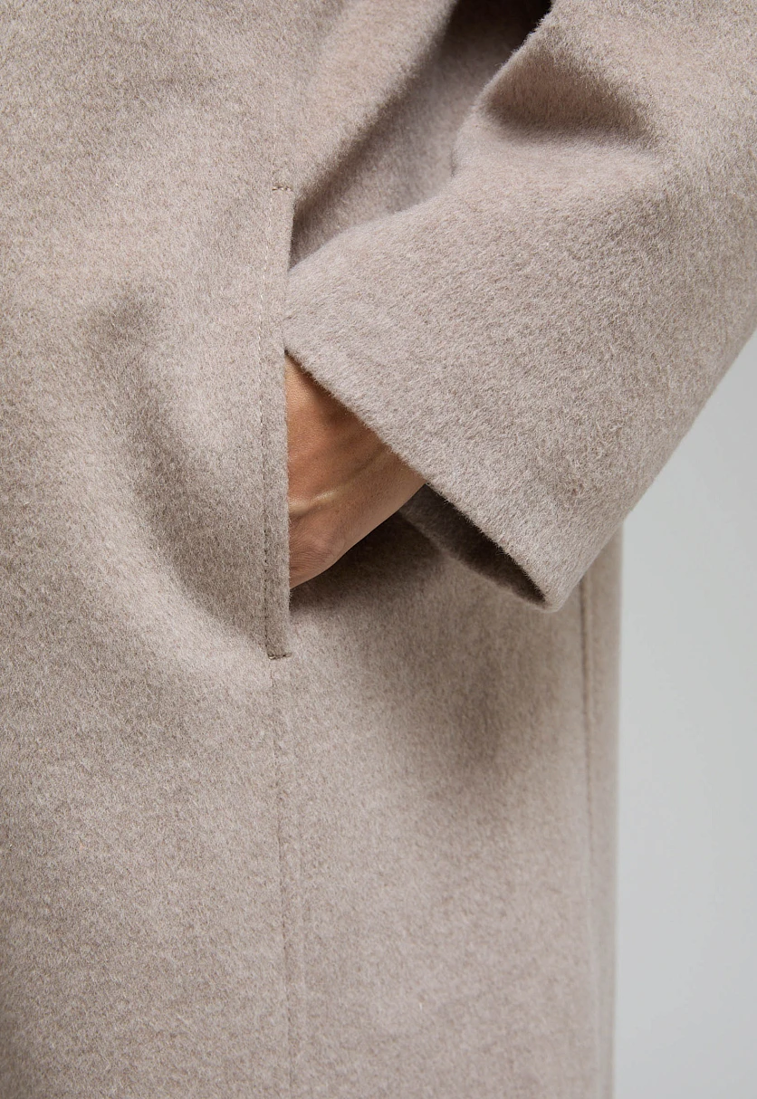 Однобортное пальто из шерсти и шелка, Модель FBF11033, Фото №4