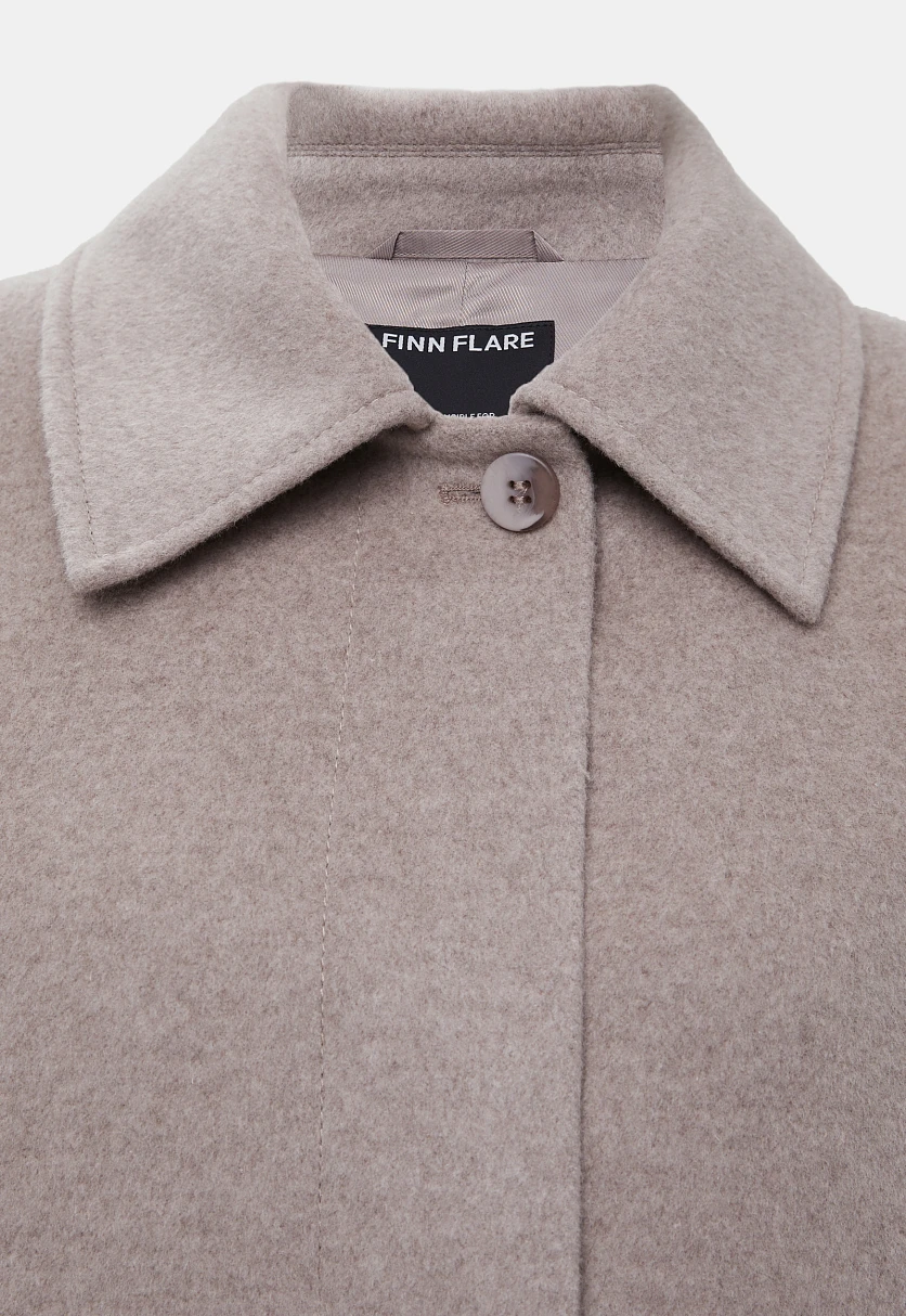 Однобортное пальто из шерсти и шелка, Модель FBF11033, Фото №7