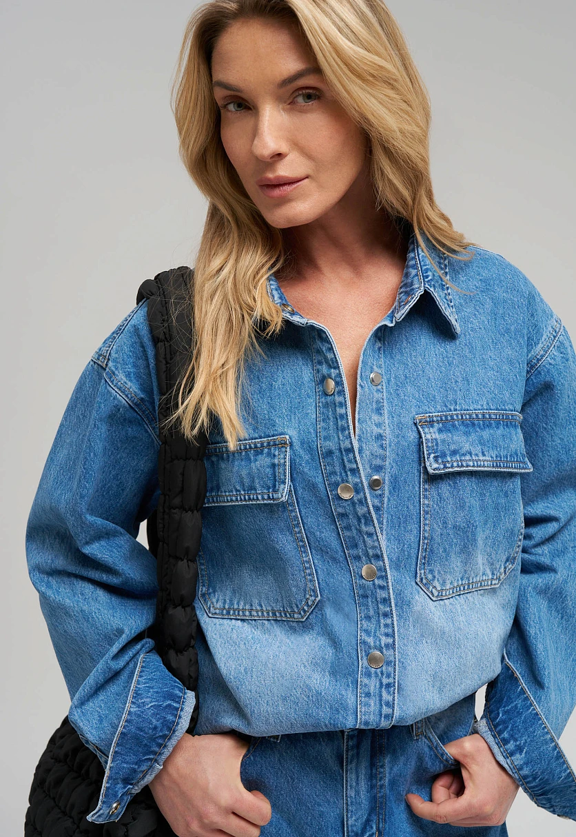 Джинсовая рубашка Oversize, Модель FBG15014, Фото №5