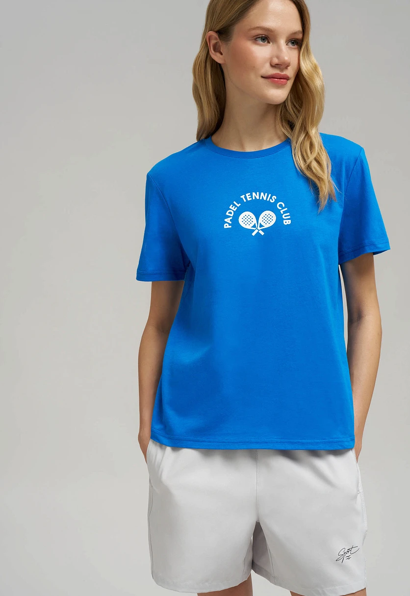 Футболка прямого кроя из хлопкового джерси, Модель FBG11031, Фото №5