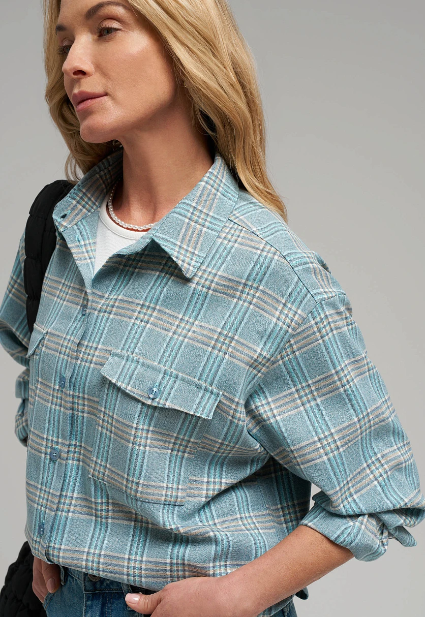 Рубашка прямого кроя в клетку, Модель FBG110142, Фото №5