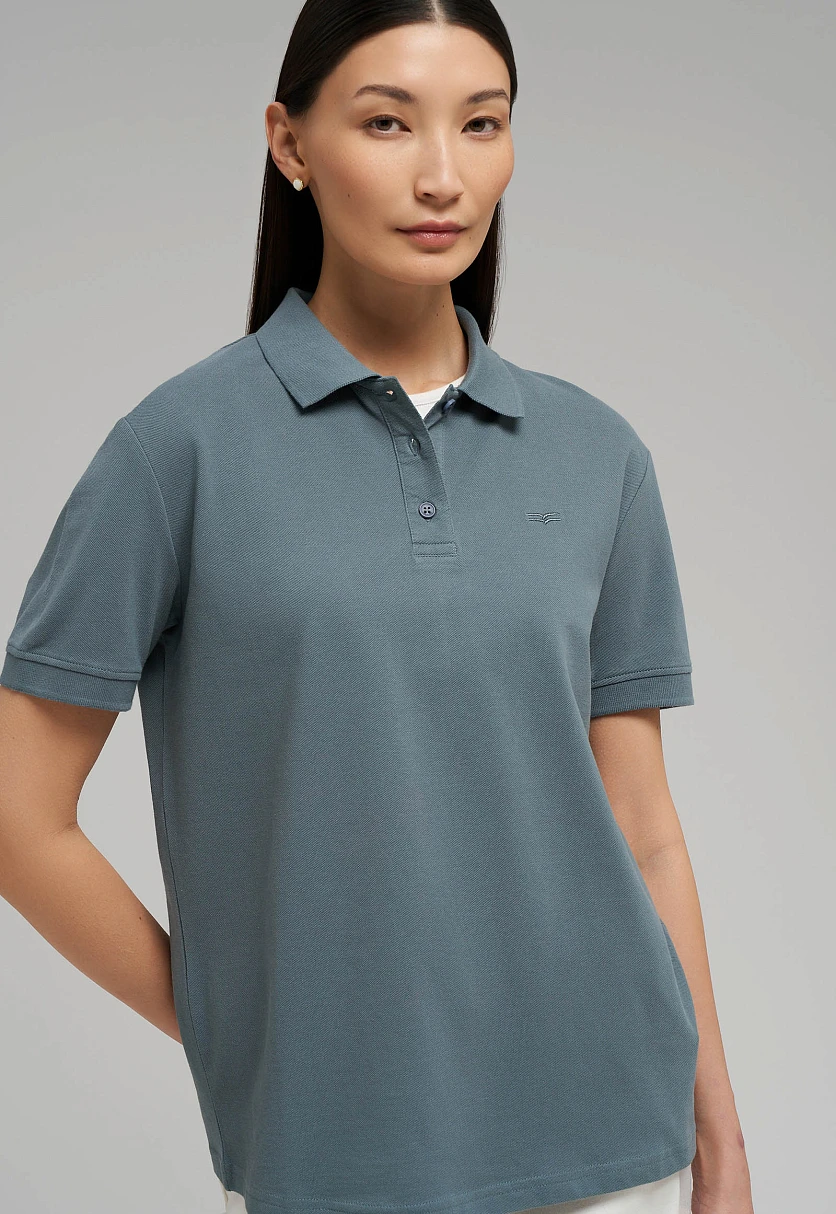 Поло прямого кроя из хлопка пике, Модель FBG11085, Фото №5