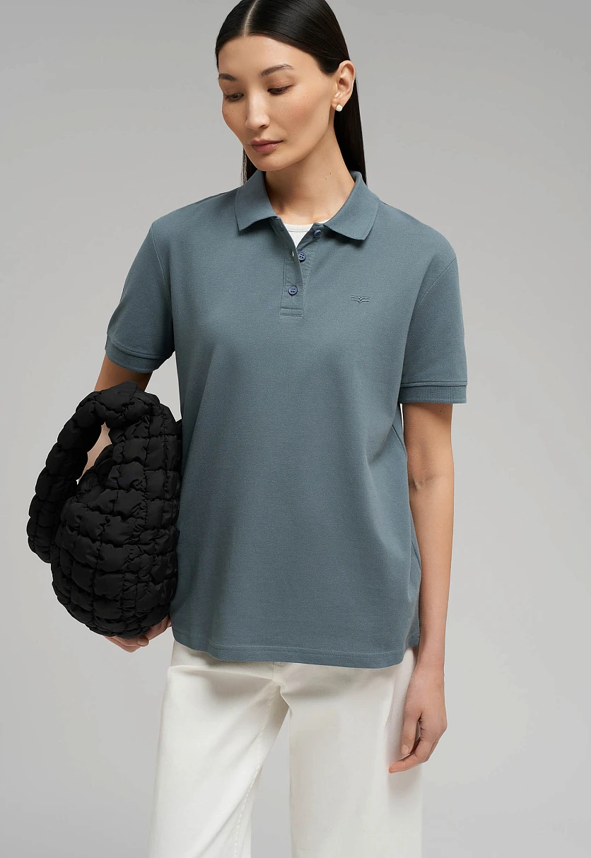 Поло прямого кроя из хлопка пике, Модель FBG11085, Фото №6