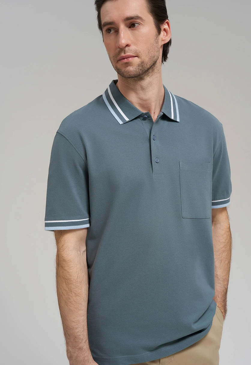 Поло свободного кроя из хлопка пике, Модель FBG21045, Фото №6