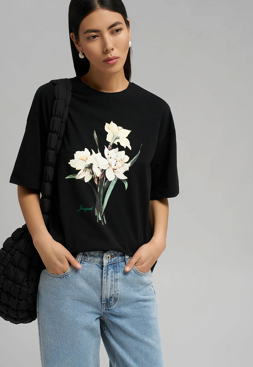 Свободная футболка из хлопкового джерси, Модель FBG12099-3P, Фото №6